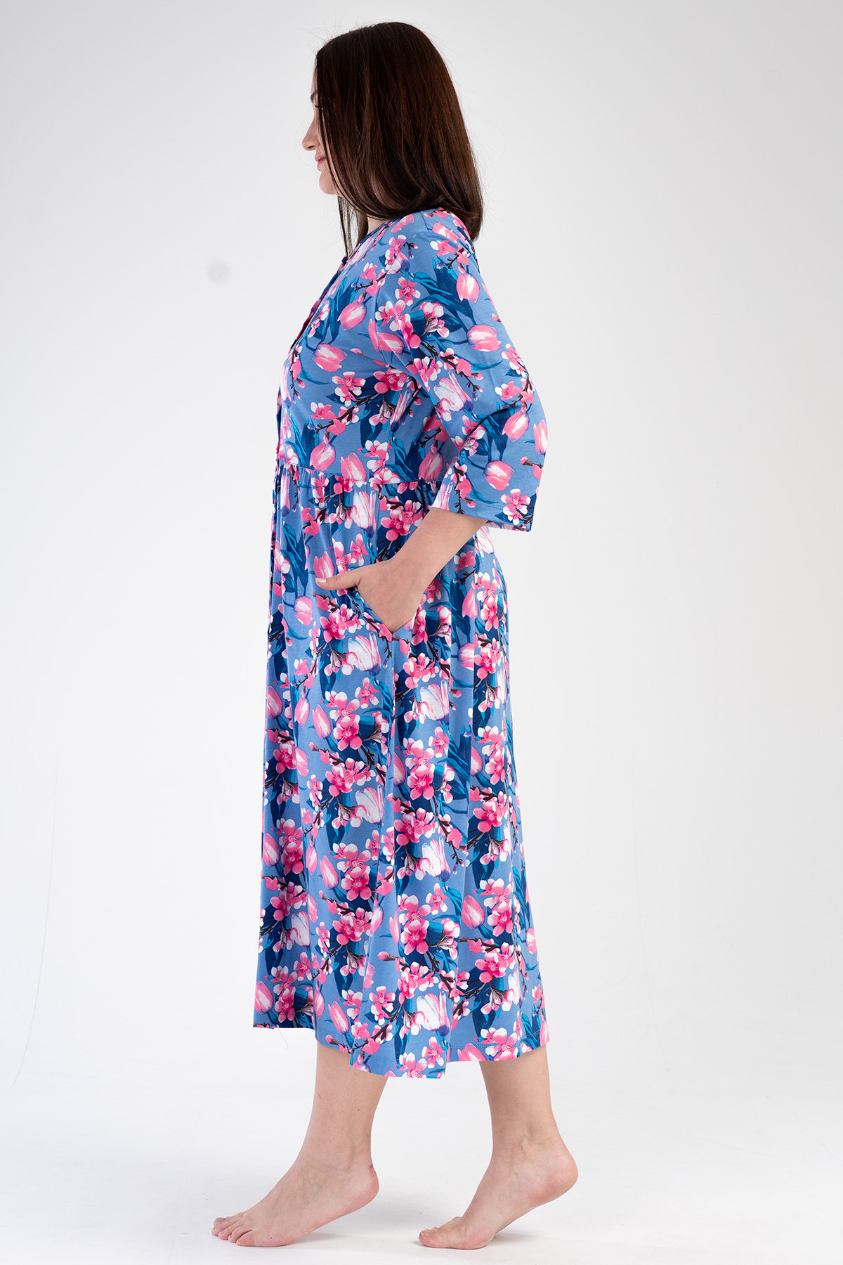 Woman Modal Big Size Denim Poor Sleeve Dress Woman Modal Big Size Denim Poor Sleeve Dress