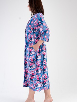 Woman Modal Big Size Denim Poor Sleeve Dress Woman Modal Big Size Denim Poor Sleeve Dress
