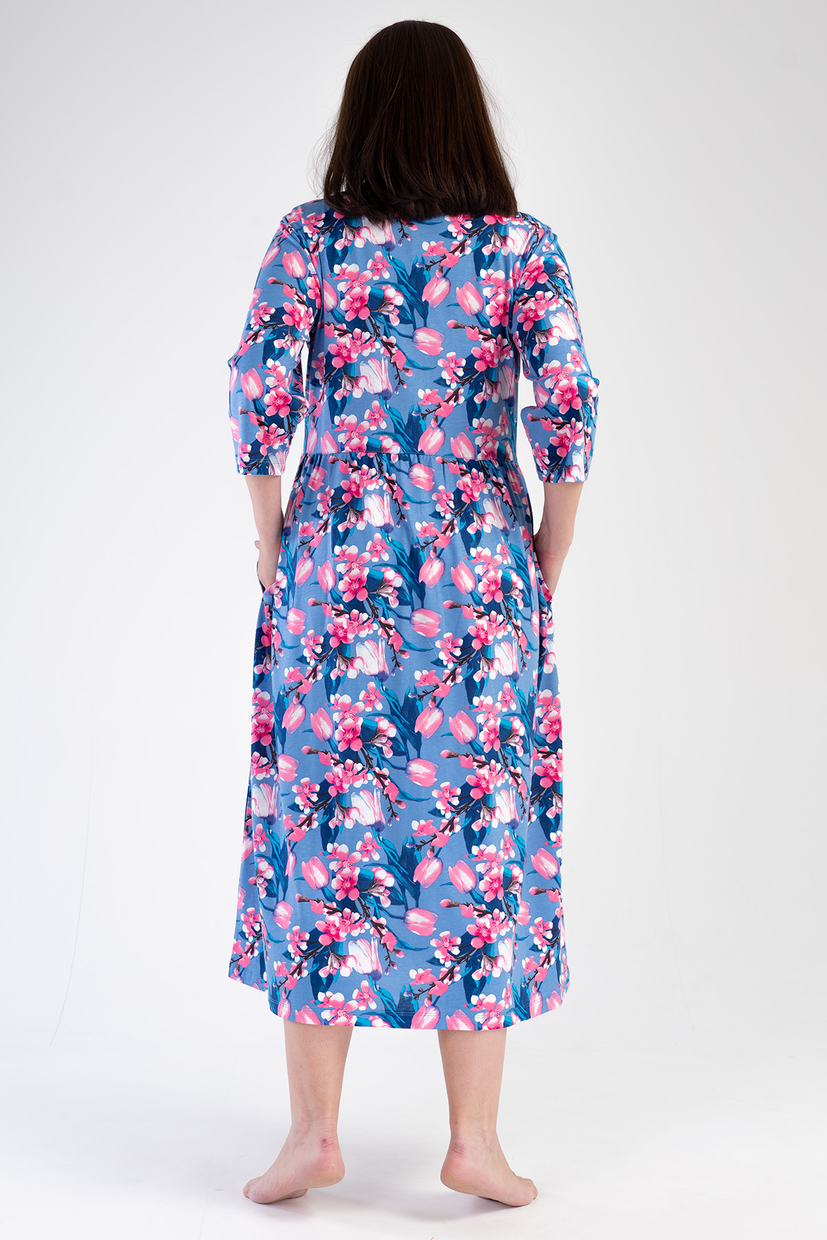 Woman Modal Big Size Denim Poor Sleeve Dress Woman Modal Big Size Denim Poor Sleeve Dress