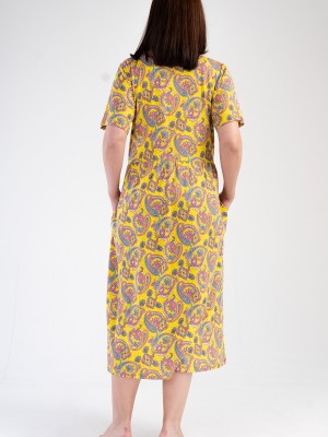 Woman Modal Big Size Yellow Short Sleeve Dress
