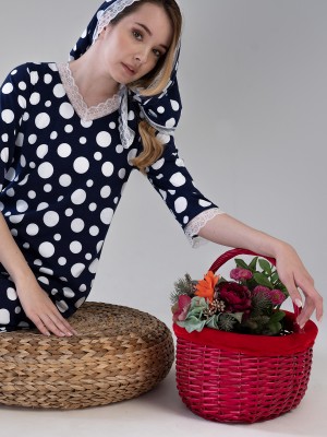 Woman Modal Indigo V Neck Pocket Detail Dress Woman Modal Indigo V Neck Pocket Detail Dress