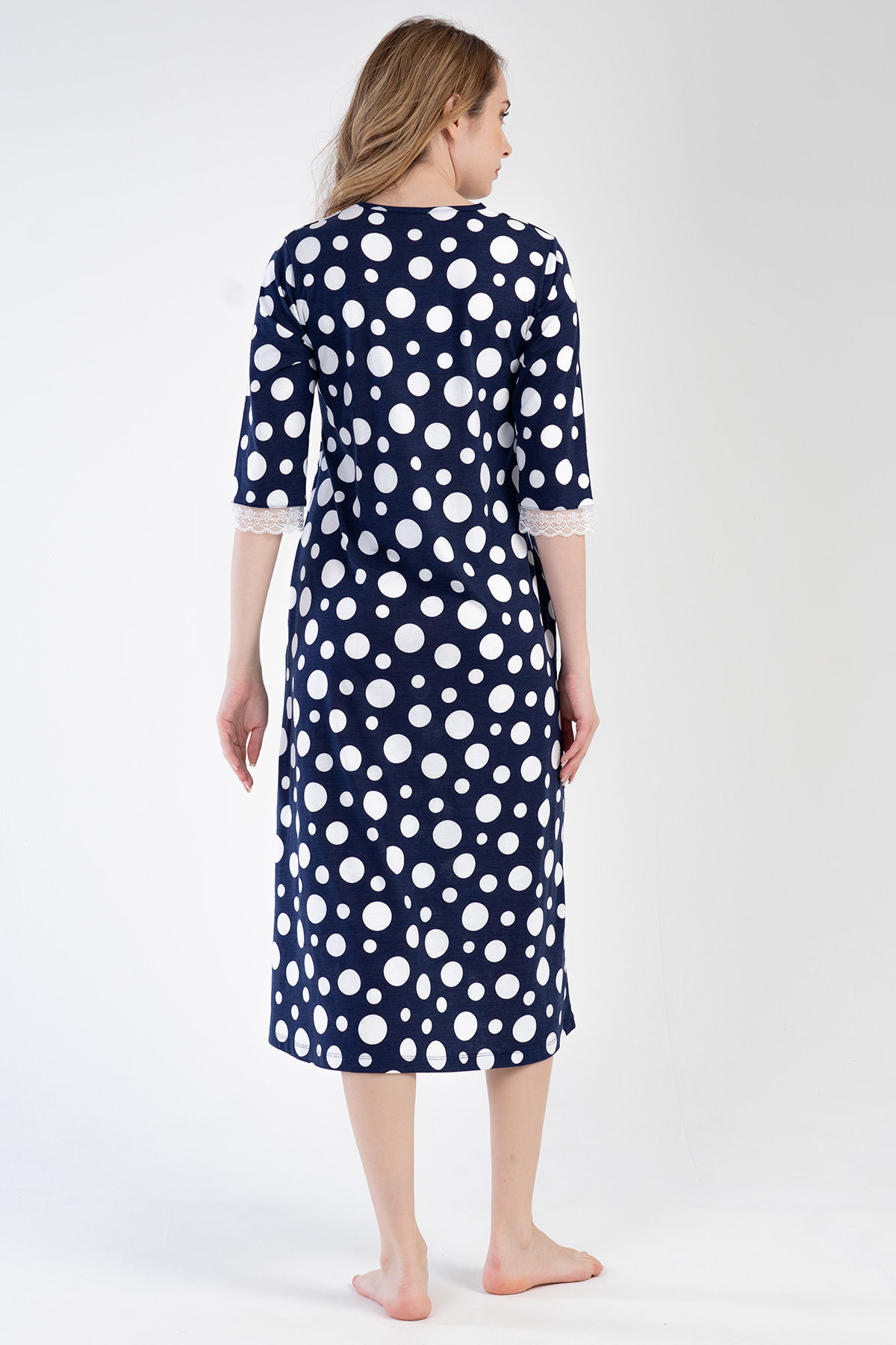 Woman Modal Indigo V Neck Pocket Detail Dress Woman Modal Indigo V Neck Pocket Detail Dress