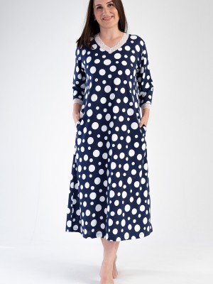 Woman Modal Big Size Indigo V Neck Dress Woman Modal Big Size Indigo V Neck Dress