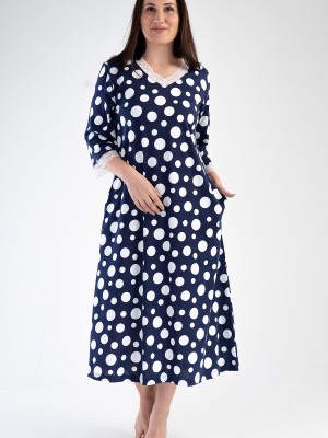 Woman Modal Big Size Indigo V Neck Dress Woman Modal Big Size Indigo V Neck Dress