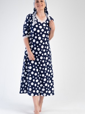 Woman Modal Big Size Indigo V Neck Dress Woman Modal Big Size Indigo V Neck Dress