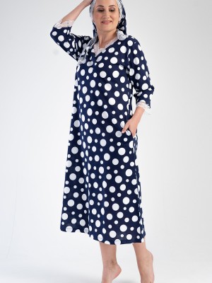 Woman Modal Big Size Indigo V Neck Dress Woman Modal Big Size Indigo V Neck Dress