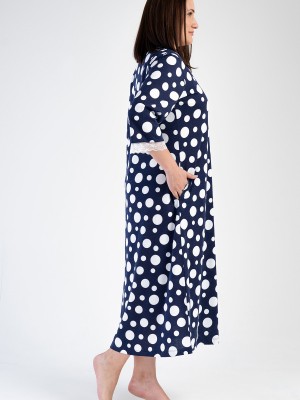 Woman Modal Big Size Indigo V Neck Dress Woman Modal Big Size Indigo V Neck Dress