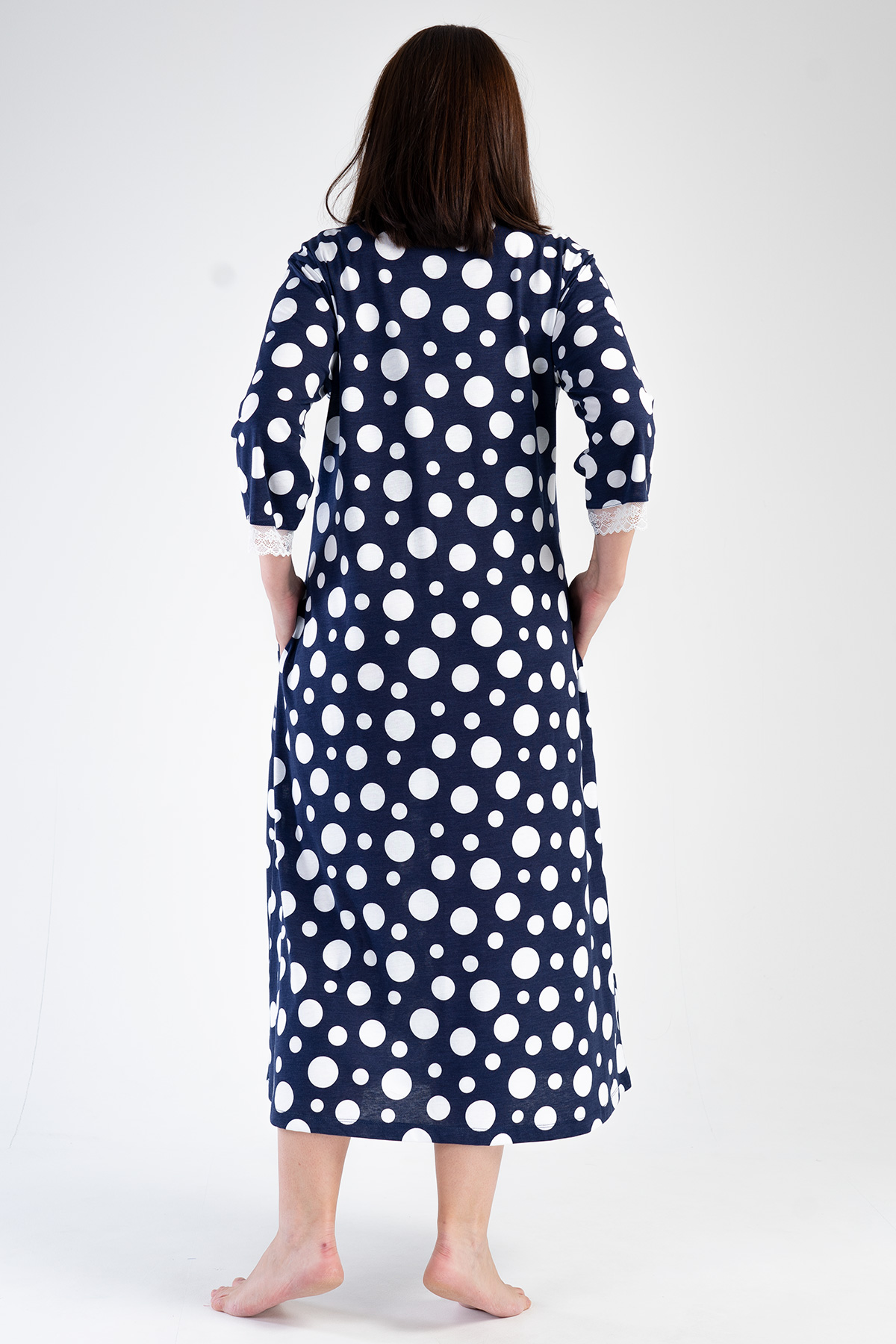 Woman Modal Big Size Indigo V Neck Dress Woman Modal Big Size Indigo V Neck Dress