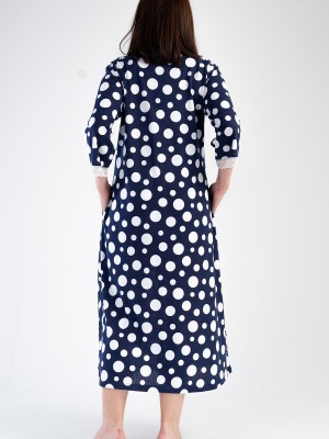 Woman Modal Big Size Indigo V Neck Dress Woman Modal Big Size Indigo V Neck Dress