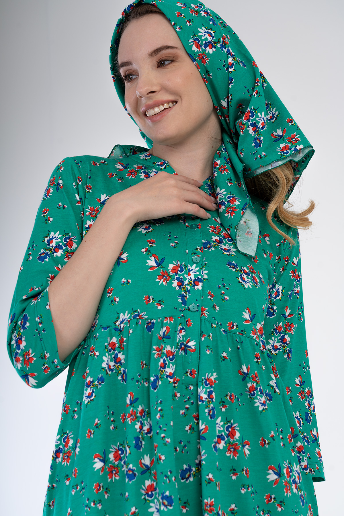 Woman Modal Green Pocket Detail Dress Woman Modal Green Pocket Detail Dress
