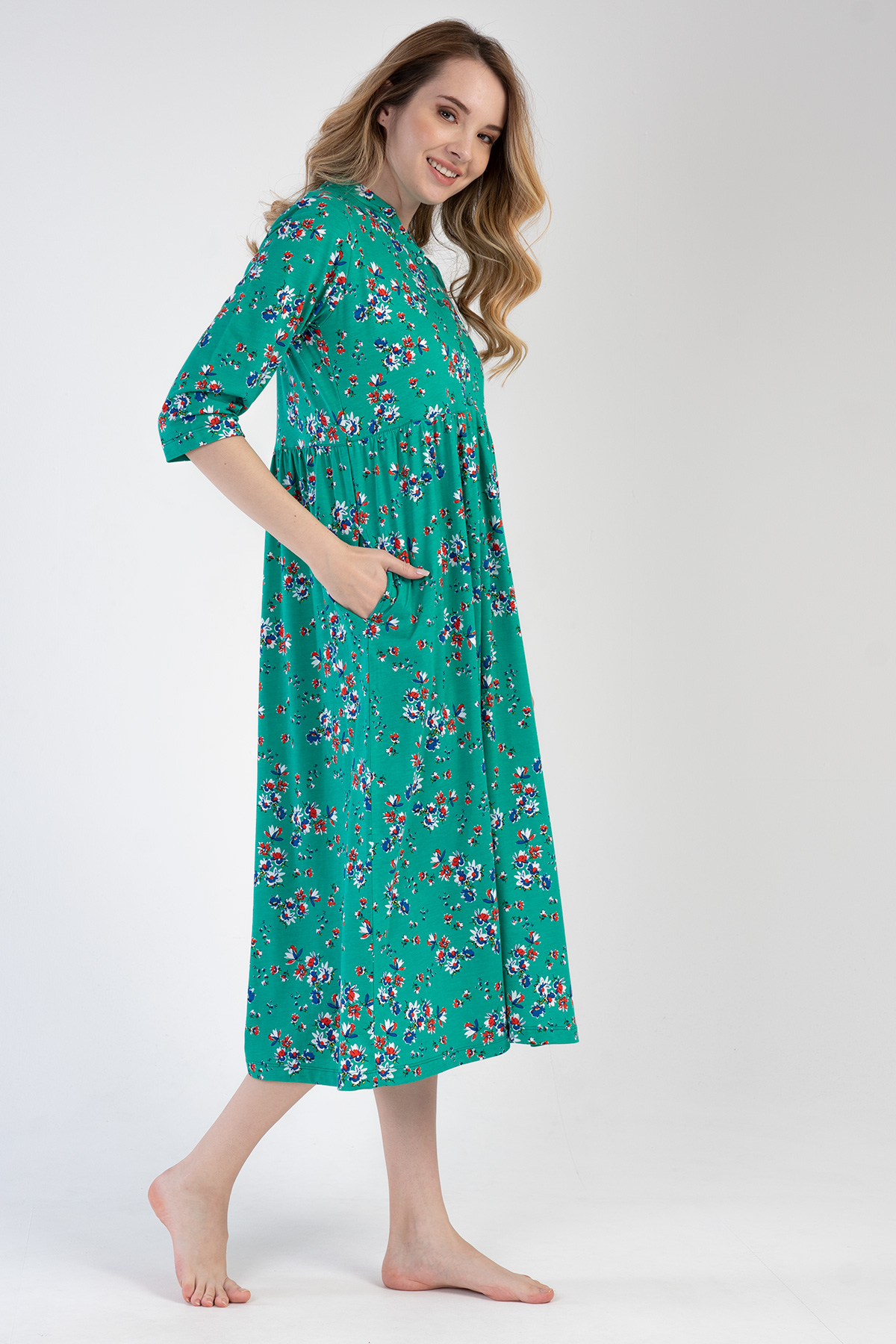 Woman Modal Green Pocket Detail Dress Woman Modal Green Pocket Detail Dress