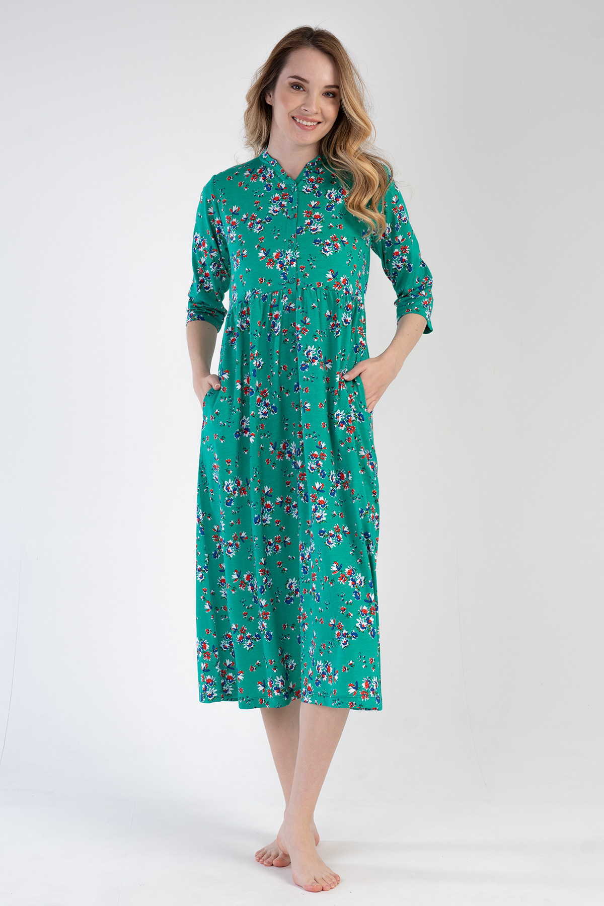 Woman Modal Green Pocket Detail Dress Woman Modal Green Pocket Detail Dress