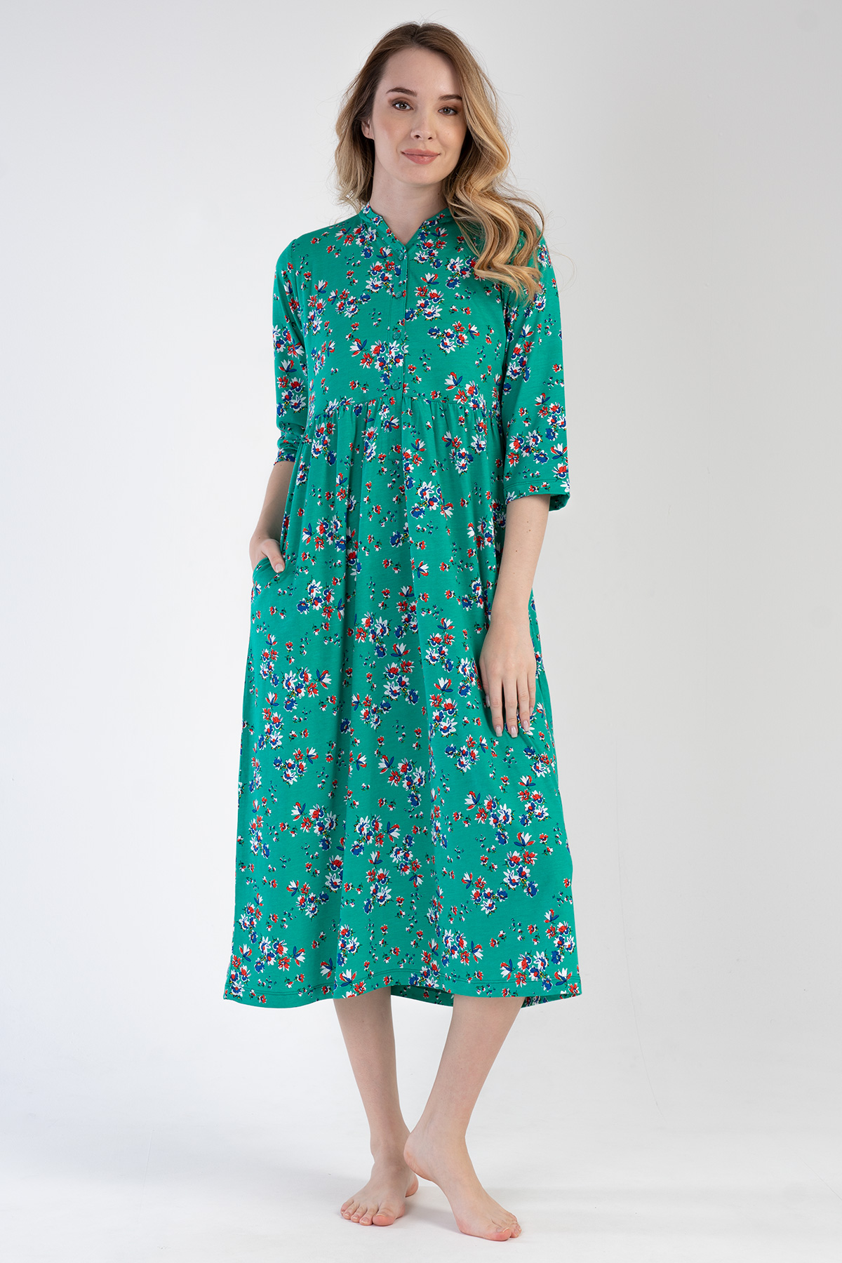 Woman Modal Green Pocket Detail Dress Woman Modal Green Pocket Detail Dress