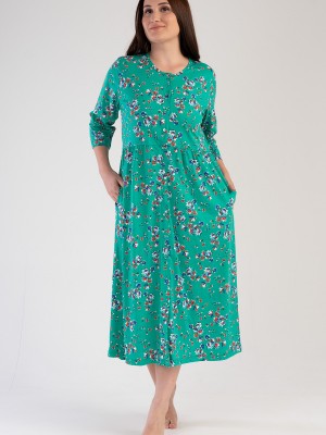Woman Modal Big Size Green Pocket Detail Dress Woman Modal Big Size Green Pocket Detail Dress