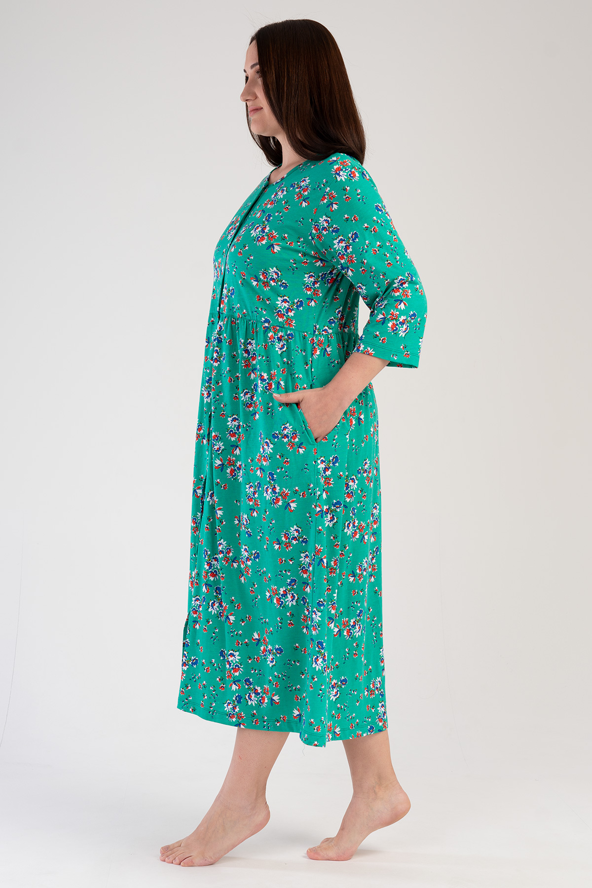 Woman Modal Big Size Green Pocket Detail Dress Woman Modal Big Size Green Pocket Detail Dress