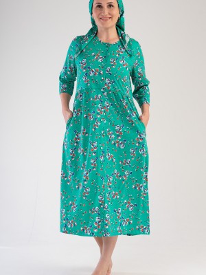Woman Modal Big Size Green Pocket Detail Dress Woman Modal Big Size Green Pocket Detail Dress