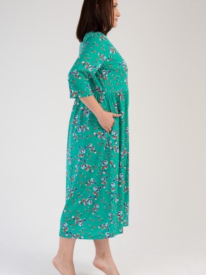 Woman Modal Big Size Green Pocket Detail Dress Woman Modal Big Size Green Pocket Detail Dress