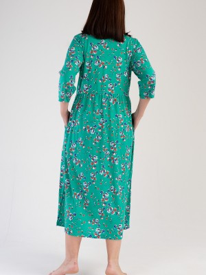 Woman Modal Big Size Green Pocket Detail Dress Woman Modal Big Size Green Pocket Detail Dress