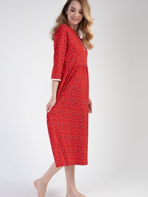 Woman Modal Red Poor Sleeve Pocket Detail Dress Woman Modal Red Poor Sleeve Pocket Detail Dress