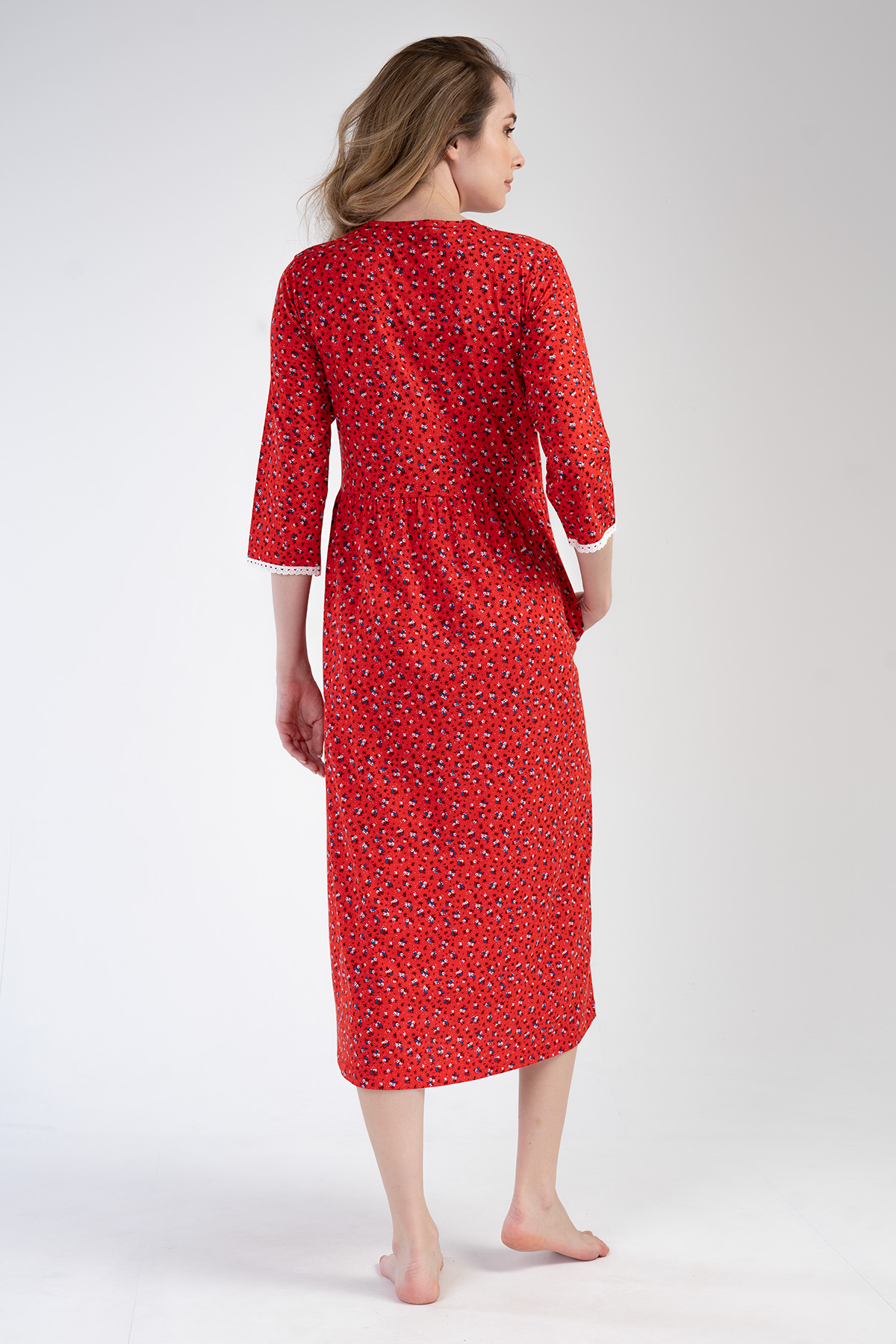Woman Modal Red Poor Sleeve Pocket Detail Dress Woman Modal Red Poor Sleeve Pocket Detail Dress