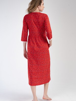 Woman Modal Red Poor Sleeve Pocket Detail Dress Woman Modal Red Poor Sleeve Pocket Detail Dress