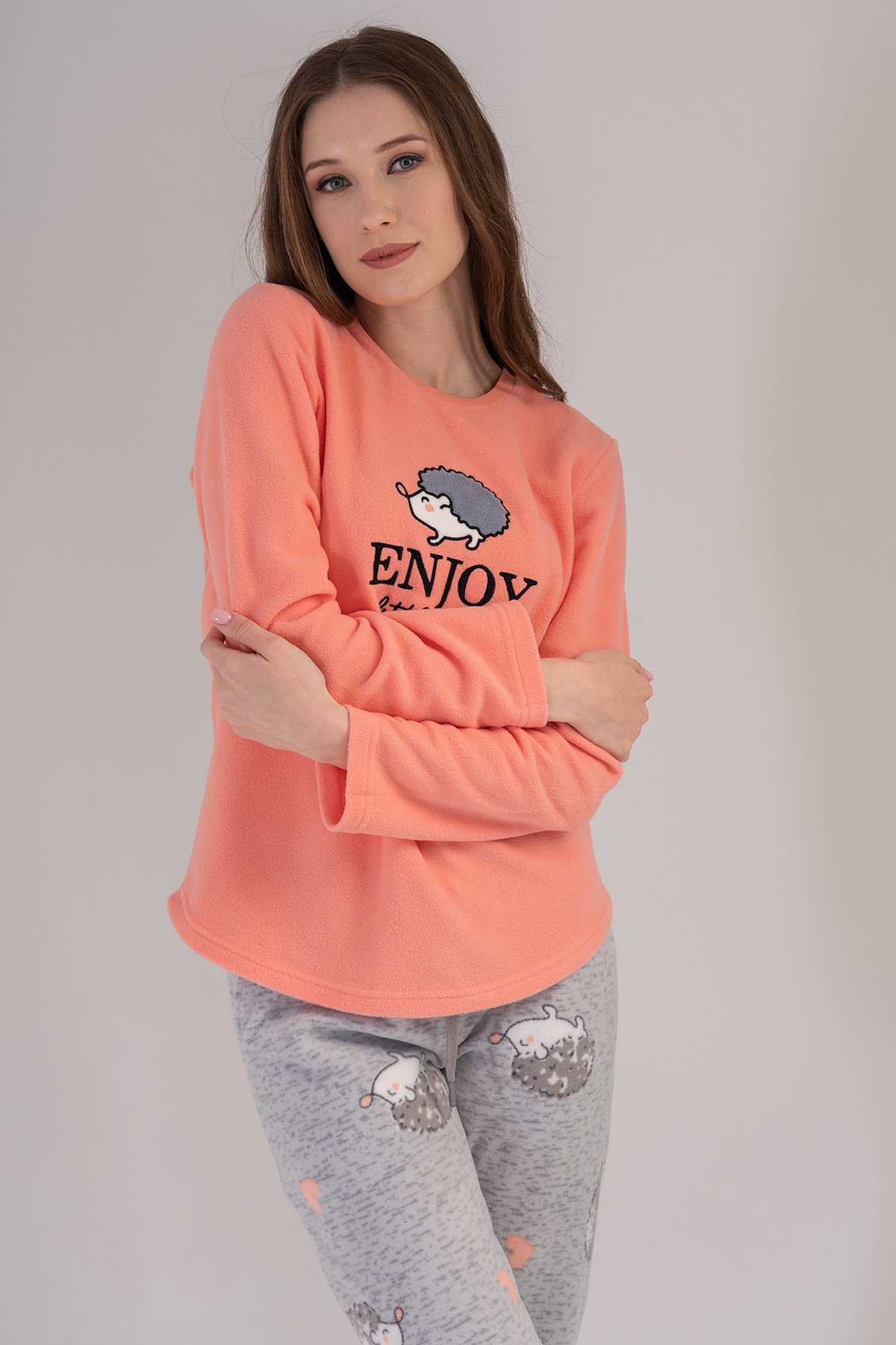 Woman Salmon Enjoy Pyjama Set Woman Salmon Enjoy Pyjama Set