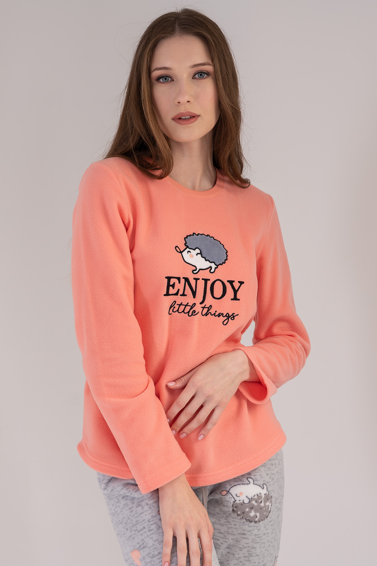Woman Salmon Enjoy Pyjama Set Woman Salmon Enjoy Pyjama Set