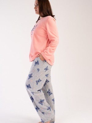 Woman Big Size Butterfly Fleece Pyjama Set Woman Big Size Butterfly Fleece Pyjama Set