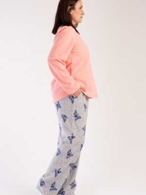 Woman Big Size Butterfly Fleece Pyjama Set Woman Big Size Butterfly Fleece Pyjama Set