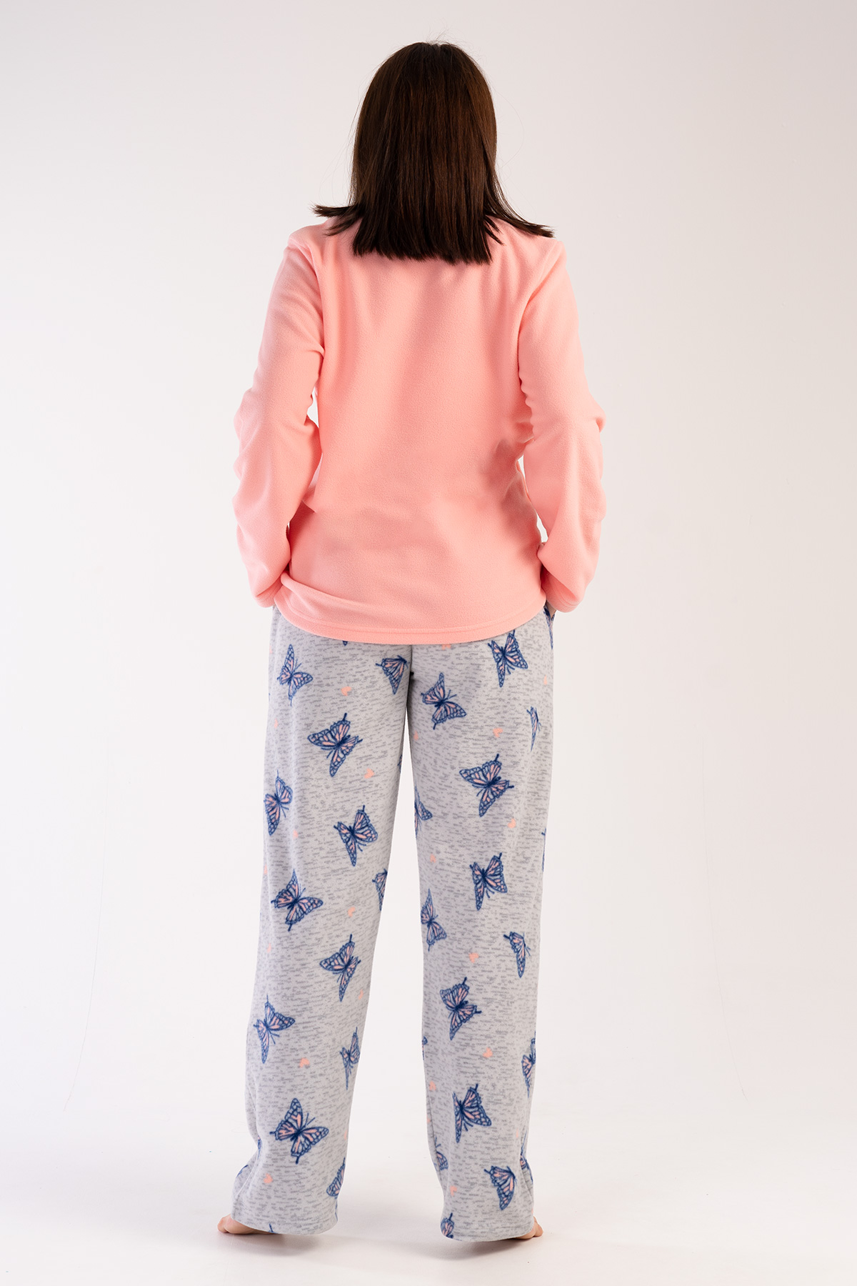 Woman Big Size Butterfly Fleece Pyjama Set Woman Big Size Butterfly Fleece Pyjama Set
