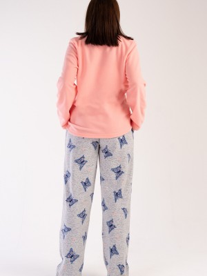 Woman Big Size Butterfly Fleece Pyjama Set Woman Big Size Butterfly Fleece Pyjama Set