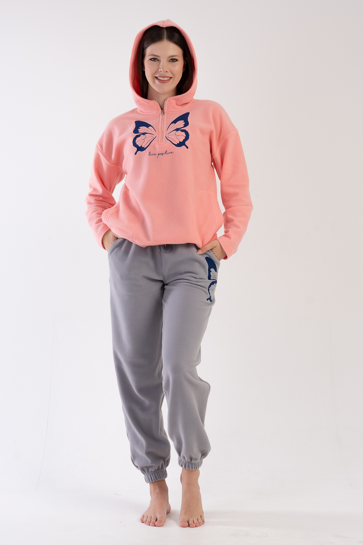 Woman Fleece Butterfly Pyjama Set Woman Fleece Butterfly Pyjama Set