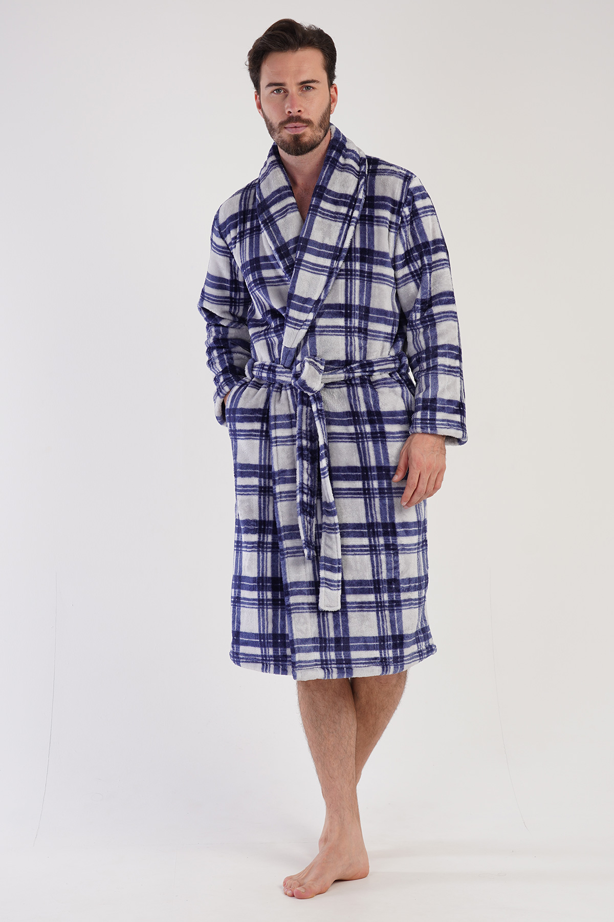 Man Soft Fleece Plaid Dressing Gown Man Soft Fleece Plaid Dressing Gown