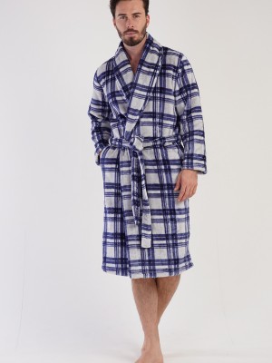 Man Soft Fleece Plaid Dressing Gown Man Soft Fleece Plaid Dressing Gown