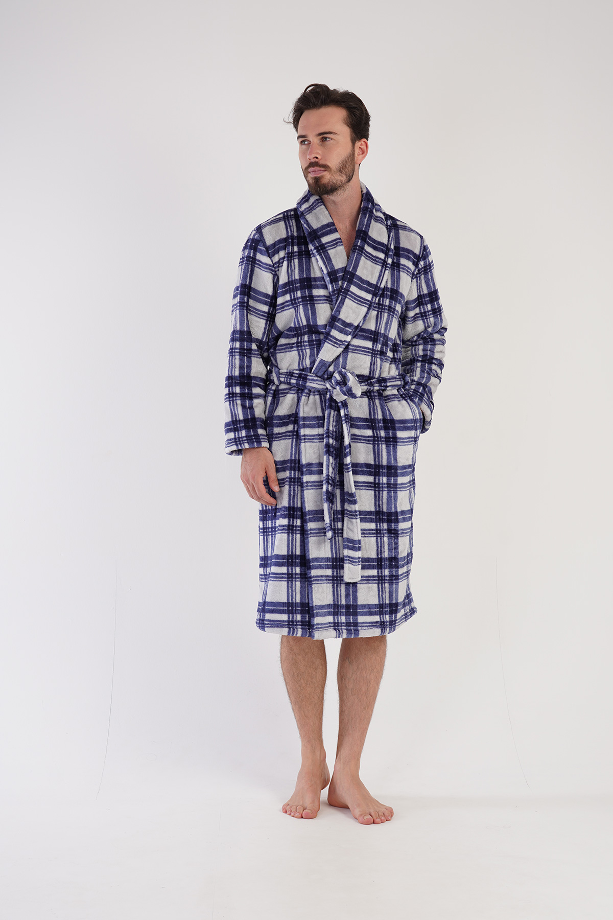 Man Soft Fleece Plaid Dressing Gown Man Soft Fleece Plaid Dressing Gown