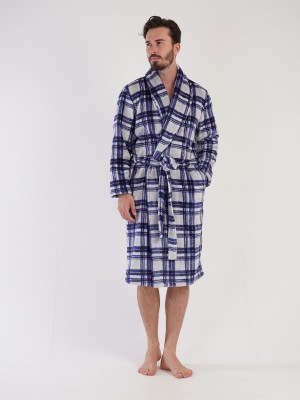 Man Soft Fleece Plaid Dressing Gown Man Soft Fleece Plaid Dressing Gown