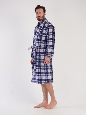 Man Soft Fleece Plaid Dressing Gown Man Soft Fleece Plaid Dressing Gown