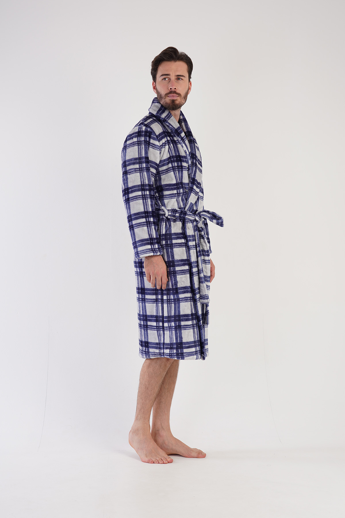 Man Soft Fleece Plaid Dressing Gown Man Soft Fleece Plaid Dressing Gown