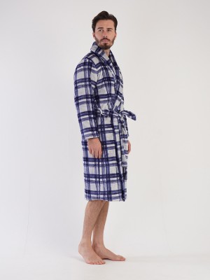 Man Soft Fleece Plaid Dressing Gown Man Soft Fleece Plaid Dressing Gown