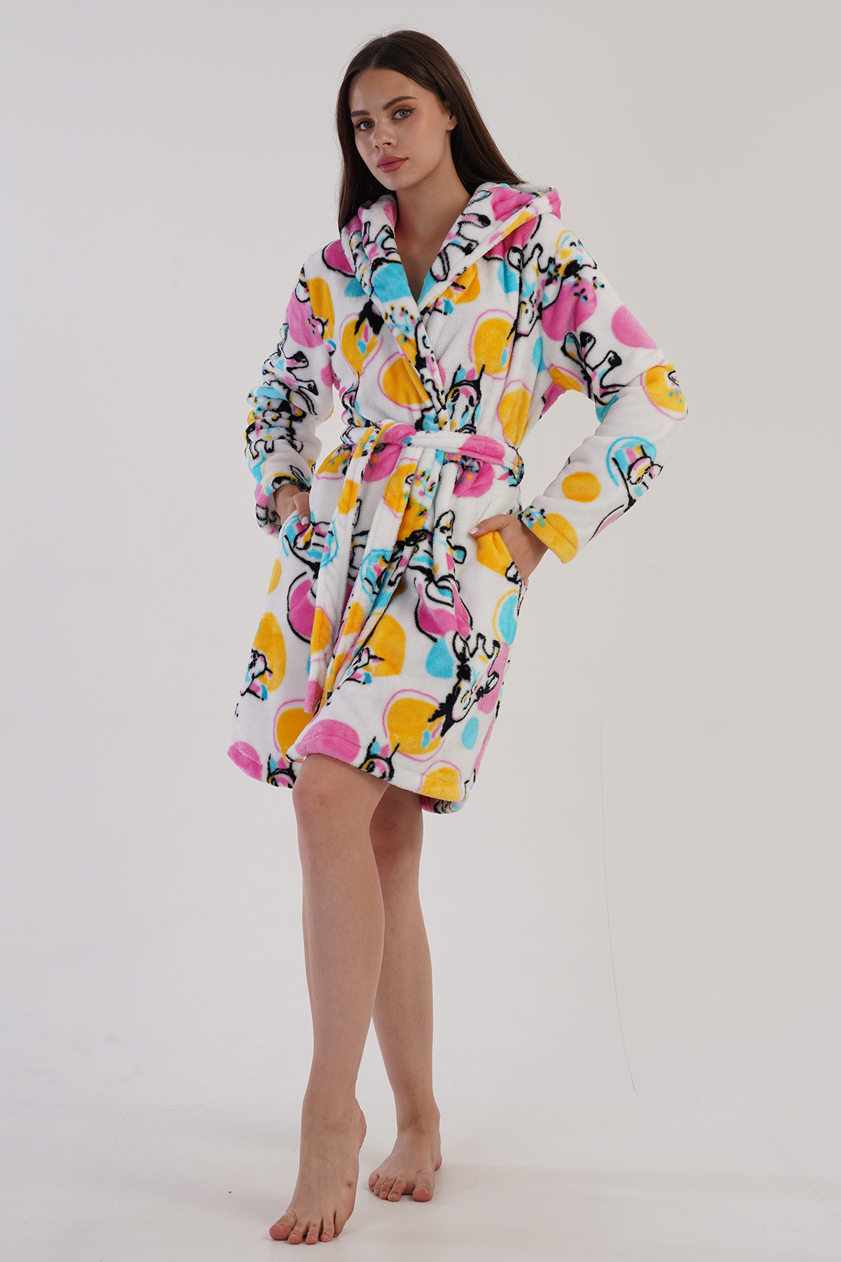 Woman Fleece Colorful Dressing Gown Woman Fleece Colorful Dressing Gown