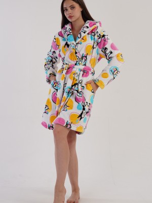 Woman Fleece Colorful Dressing Gown Woman Fleece Colorful Dressing Gown
