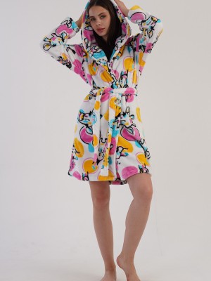 Woman Fleece Colorful Dressing Gown Woman Fleece Colorful Dressing Gown
