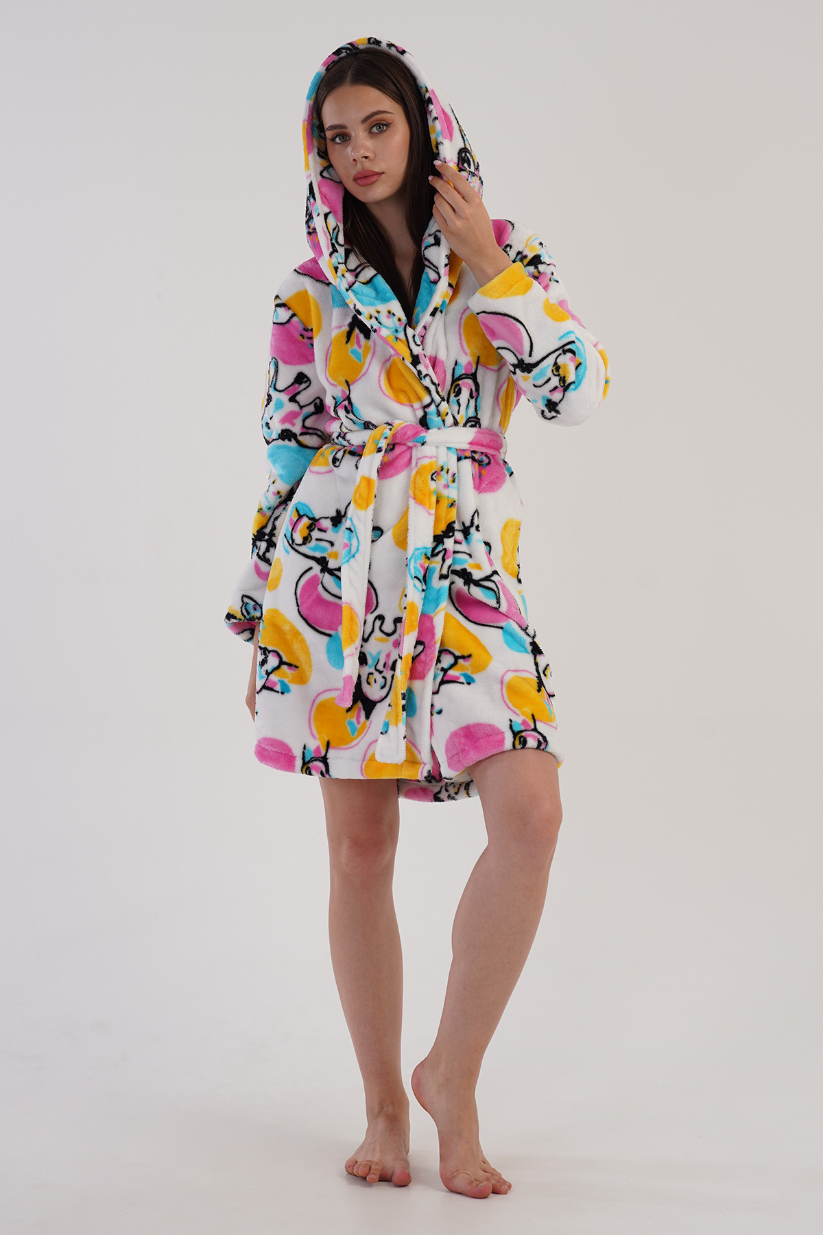 Woman Fleece Colorful Dressing Gown Woman Fleece Colorful Dressing Gown
