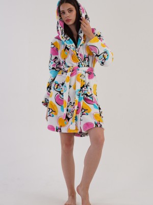 Woman Fleece Colorful Dressing Gown Woman Fleece Colorful Dressing Gown