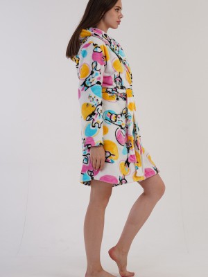 Woman Fleece Colorful Dressing Gown Woman Fleece Colorful Dressing Gown