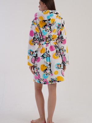 Woman Fleece Colorful Dressing Gown Woman Fleece Colorful Dressing Gown