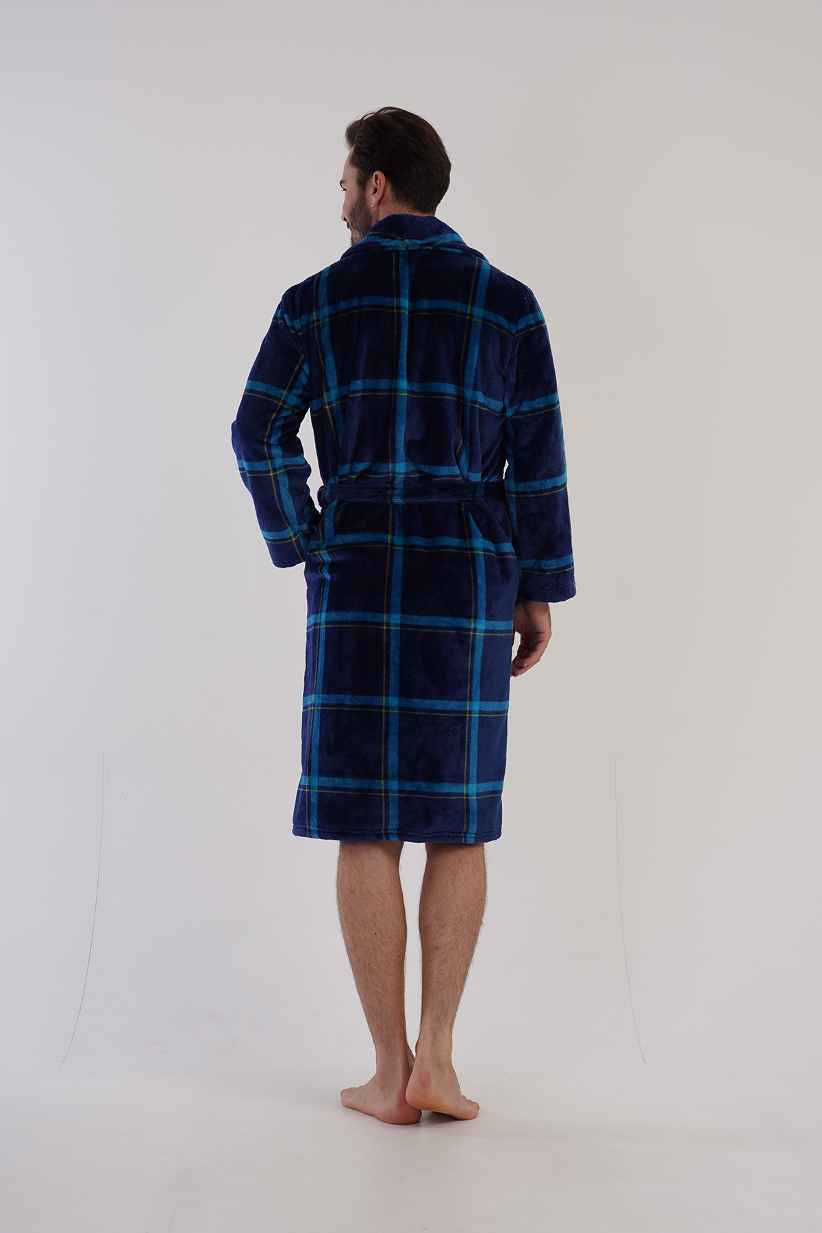 Man Soft Fleece Indigo Dressing Gown Man Soft Fleece Indigo Dressing Gown