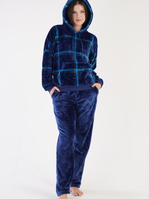 Woman Soft Fleece Indigo Pyjama Set Woman Soft Fleece Indigo Pyjama Set
