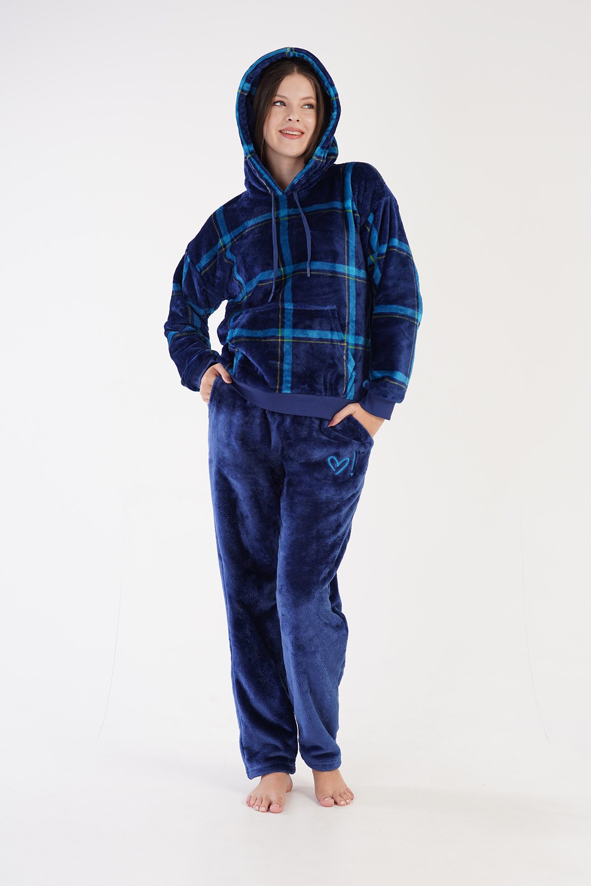 Woman Soft Fleece Indigo Pyjama Set Woman Soft Fleece Indigo Pyjama Set