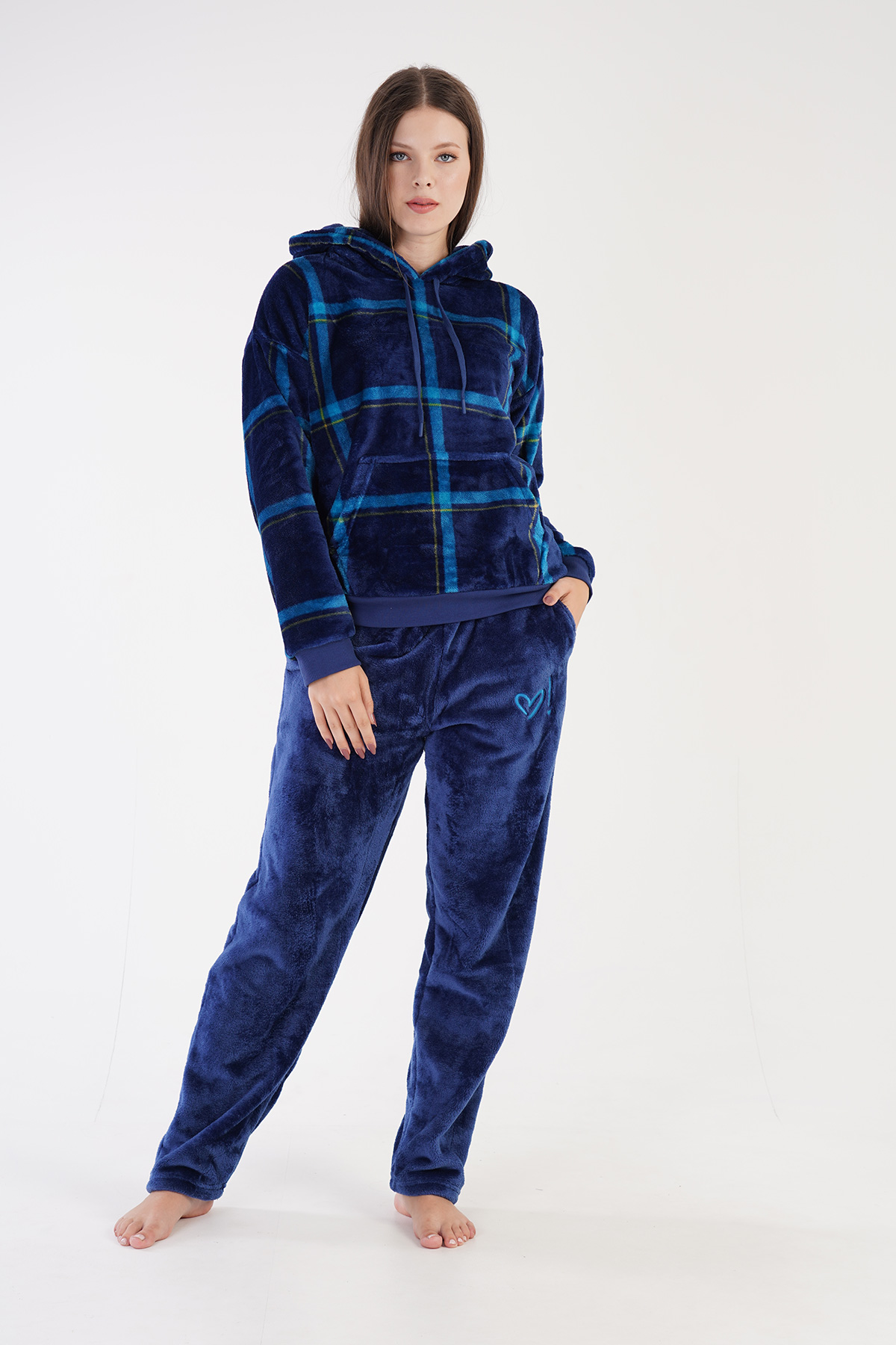Woman Soft Fleece Indigo Pyjama Set Woman Soft Fleece Indigo Pyjama Set